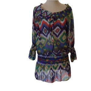 HESSI Size Large Off Shoulder Striped Blouse